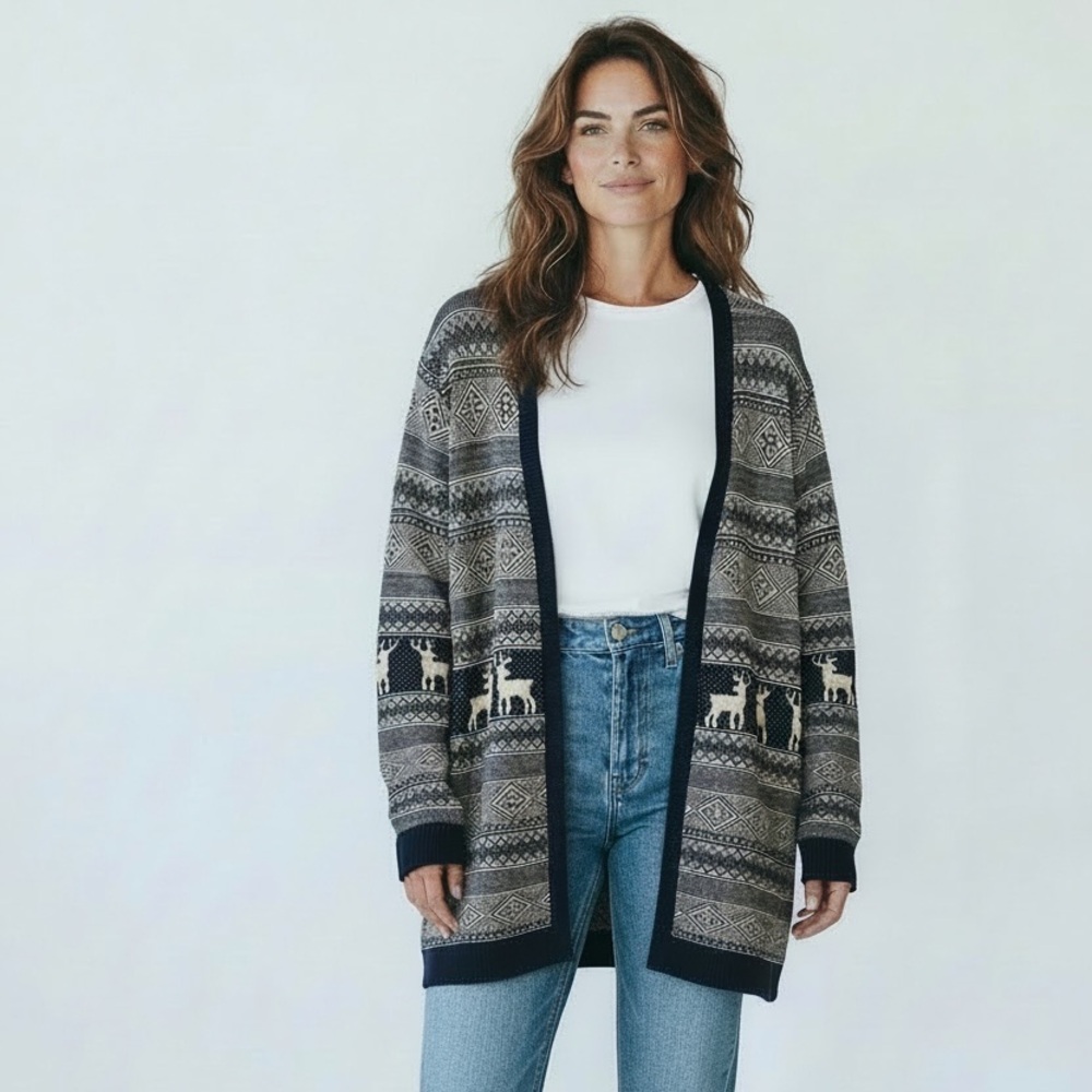 G.H. Bass & Co Rustic deer Pattern Cardigan size XL